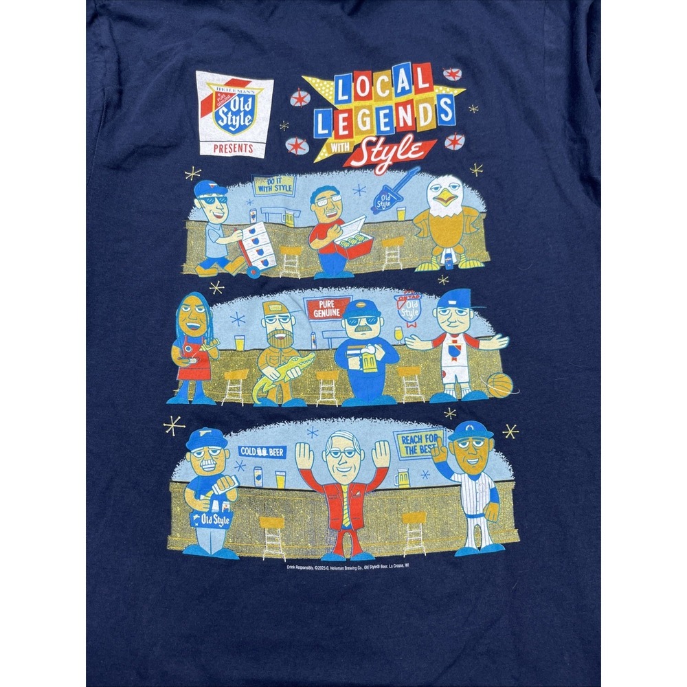 Old Style Cold Beer Local Legends With Style Blue T-Shirt Mens Size Small
